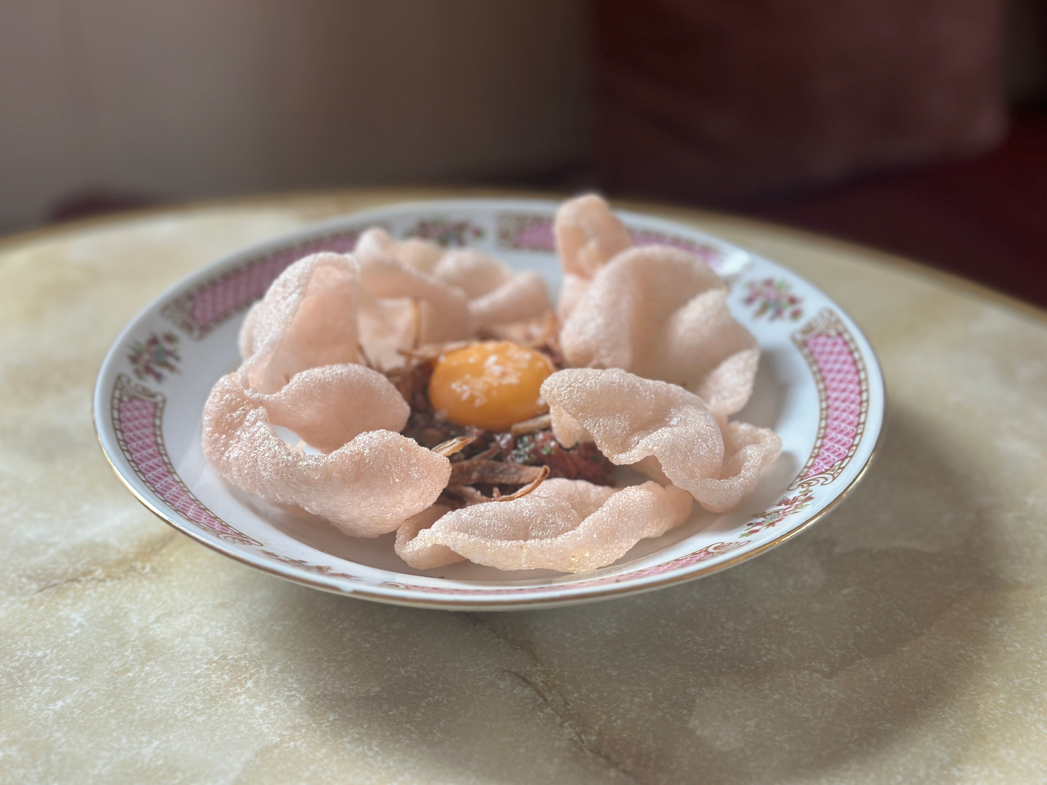 Steak Tartare with Prawn Crackers & Fried Shallot